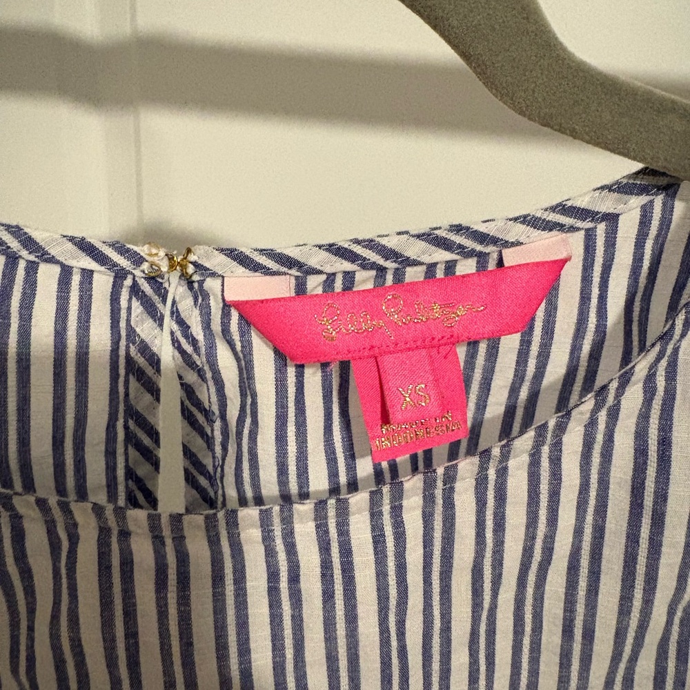 Lilly Pulitzer Ellis Top Blue Thistle Stripe Blouse size XS - Picture 5 of 6